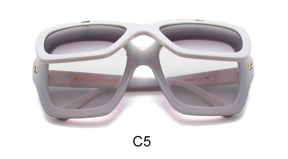 Большие Квадратные Солнцезащитные очки с откидной крышкой, женские солнцезащитные очки, мужские роскошные брендовые двухслойные дизайнерские солнцезащитные очки в стиле стимпанк - Цвет линз: C5 Whient