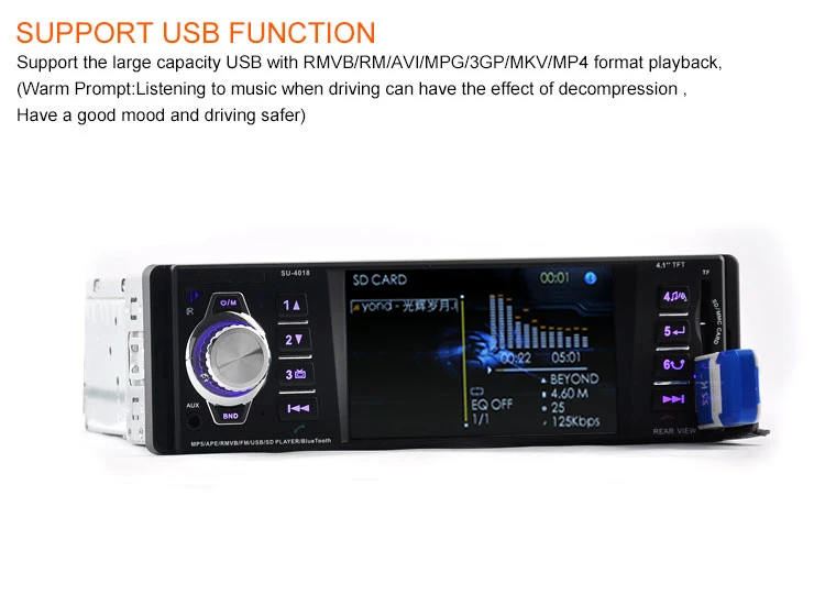 1 Din автомагнитола стерео MP4 Bluetooth AUX/USB/TFT Автомагнитола кассетный плеер Авто ленты цветной ЖК-дисплей функция