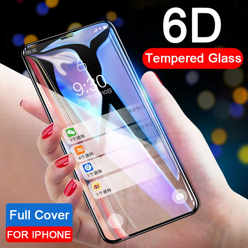 

6D Tempered Glass for iphone X Screen Protector on the ipone 6 S 6S 7 8 Plus X S XR XS Max protective glasses phone accessories