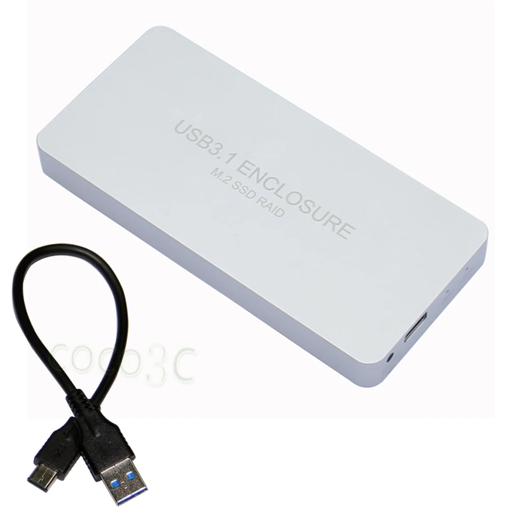  USB3.1 Typ-C zu 2 M.2 SSD RAID Gehäuse USB-C zu Dual NGFF adapter M.2 SSD Externe Box + RAID0 RAID1