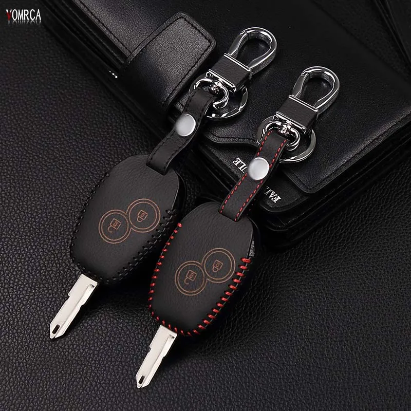 

Genuine Leather Car Key Case For Renault 2 button Clio Scenic Megane Duster Sandero Captur Twingo Modus Remote Control Cover