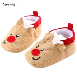 Niosung/новорожденных Новый рождественский для маленьких детские сапоги мультфильм мягкая подошва Prewalker шпаргалки Обувь Детский