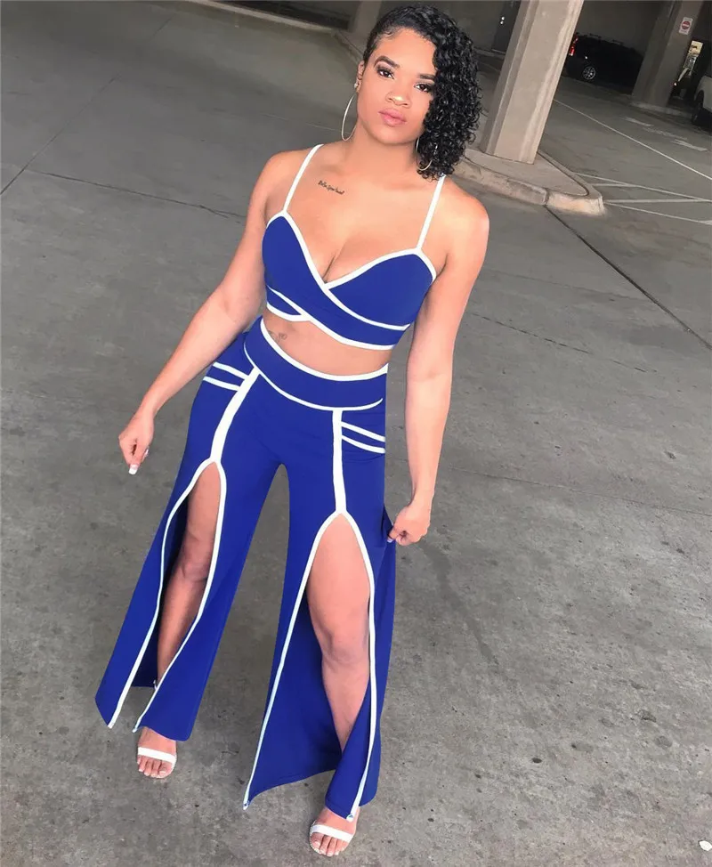 Женский комплект из 2 х предметов летний двух укороченный топ в полоску с V