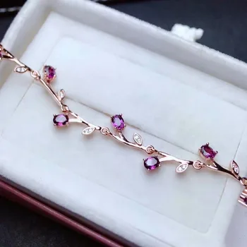 

shilovem 925 sterling silver magnalium garnet link bracelet fine jewelry classic women gift NEW anniversary 3*4mm ml030499agsm