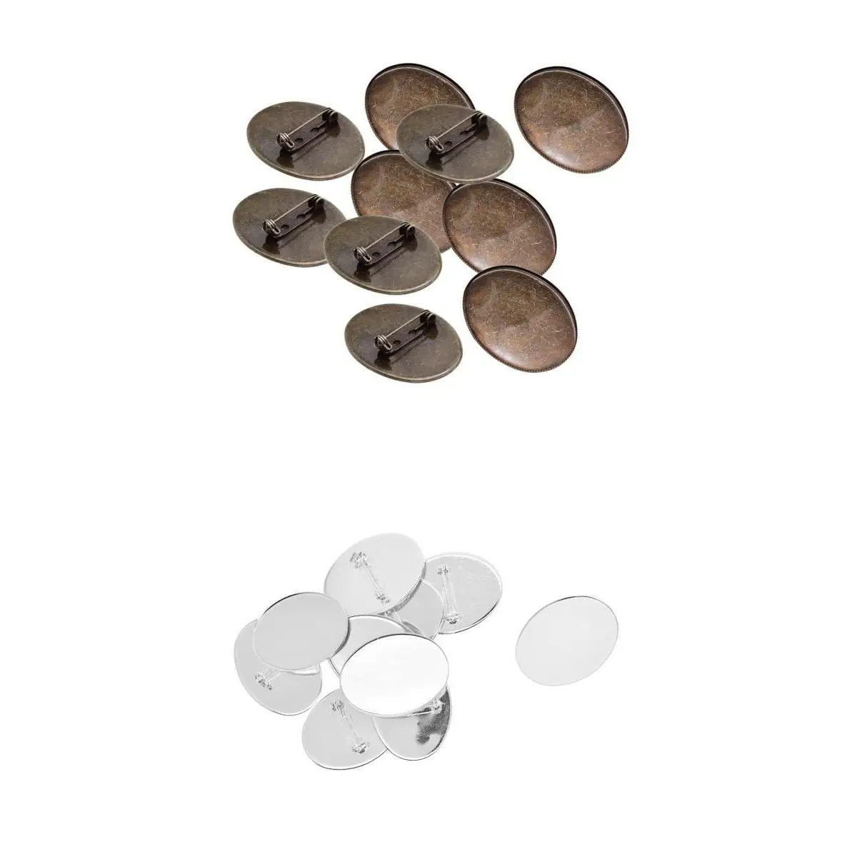 20 Pieces 4x3cm Blank Brooch Base Pin-Back Settings Blank Lapel Pin Tray For Cameo Glass Cabochon ,Crystal Beads ,Resin Crafts