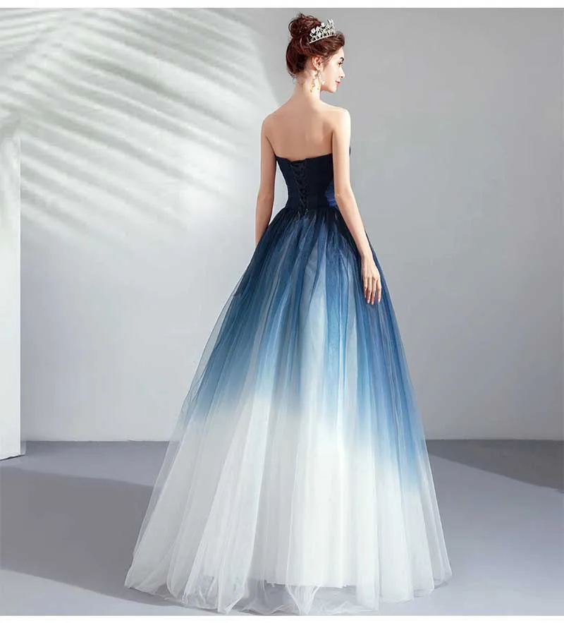 Темно-синее вечернее торжественное платье без бретелек с градиентом, роскошное платье на заказ для свадебной вечеринки, бальное платье для женщин, большие размеры 5XL 6XL