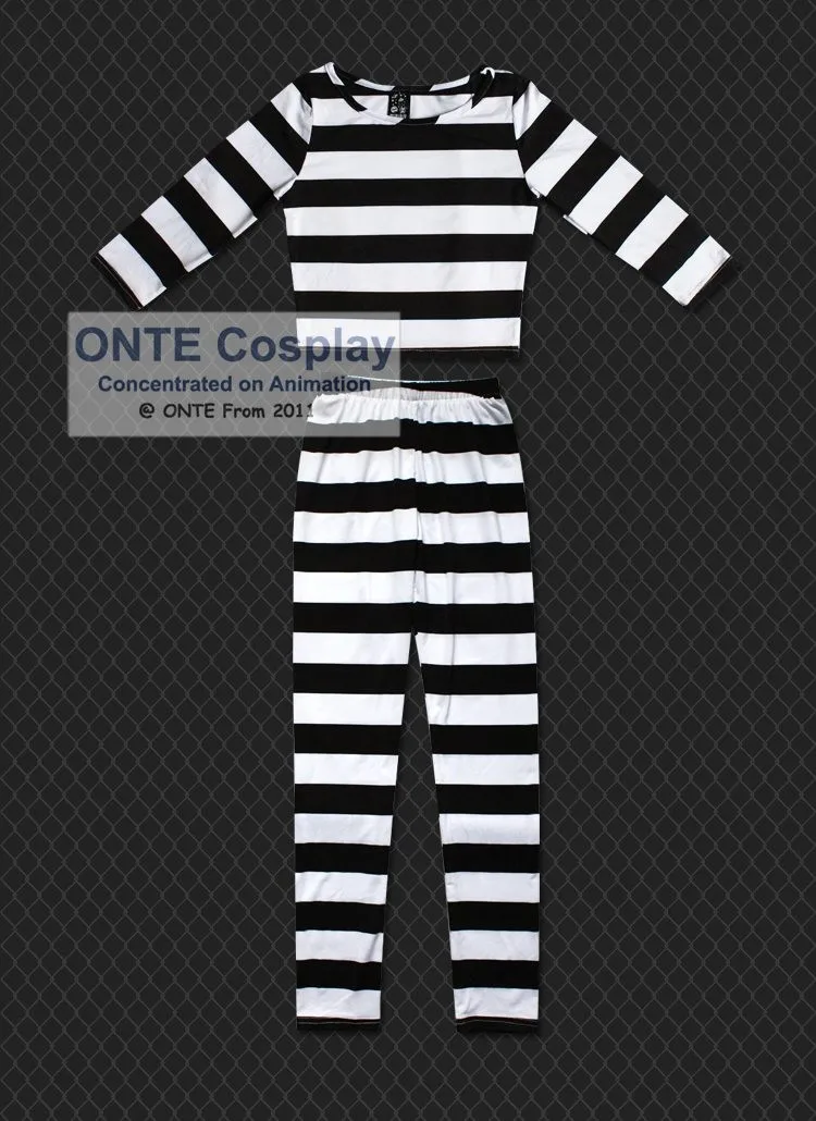 Kangoku Gakuen Косплей Костюм тюрьма школа Midorikawa Hana полосатая одежда Шираки Мейко женские пижамы Топы и штаны