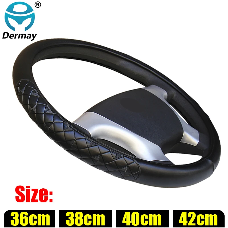 

Size 36cm 38cm 40cm 42cm Car Steering Wheel Cover Micro Fiber Leather Lattice embossing Non-slip for Car SUV Bus Truck Boat