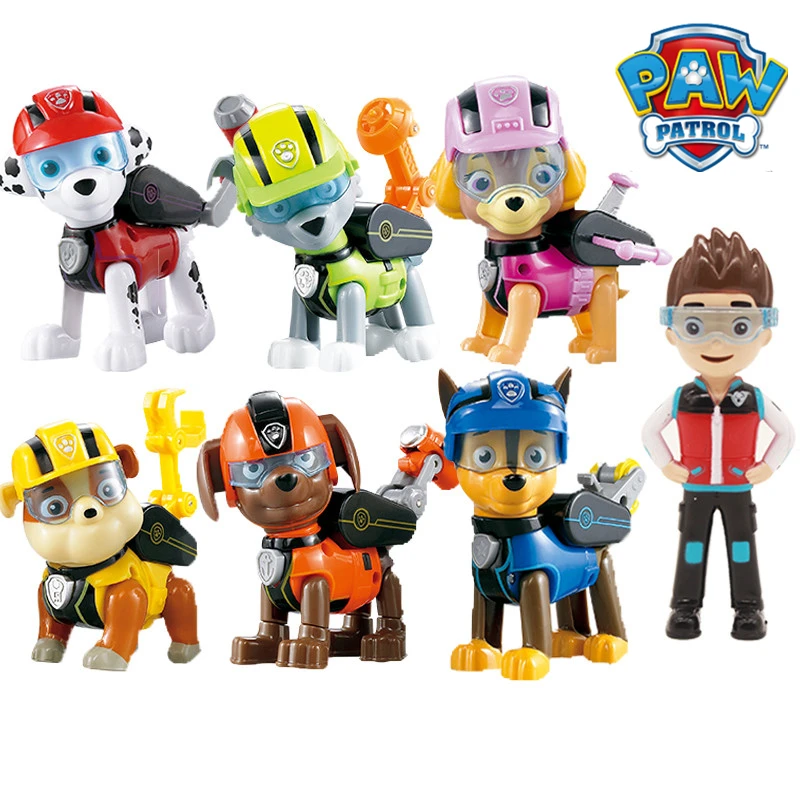 Figuras de acción de la Patrulla Canina, set de 7 piezas de juguetes para niños, figuras extraíbles de Capitán Ryder, Pow Patrol, Psi Patrol