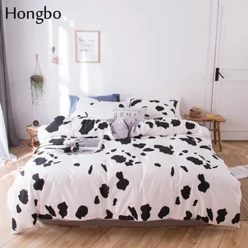 

Hongbo Home Textile Sheet Set Black White Cute Cow Quilt Cover Set Spring Bedding Set Duvet Cover Set
