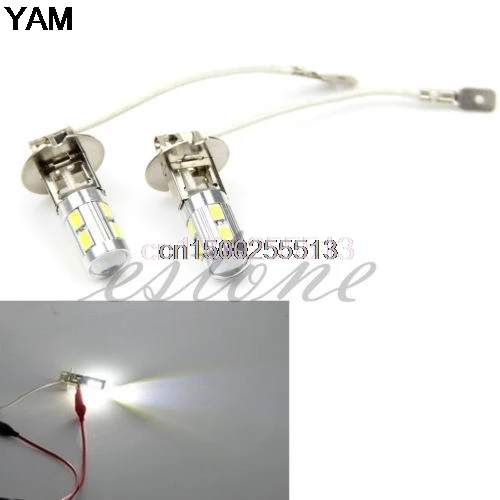 2X Авто H3 светодиодные лампы 10 SMD 5630 Белый Противотуманные фары дальнего света