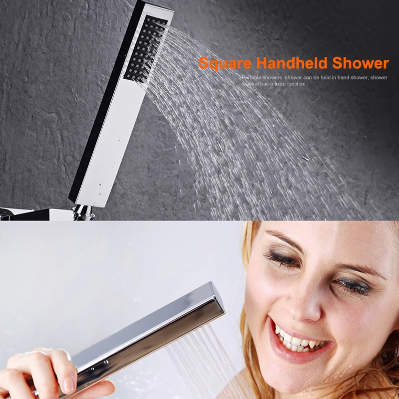 Index Bath Stainless Steel Chrome Wall Mount Rainfall Shower Faucet Set