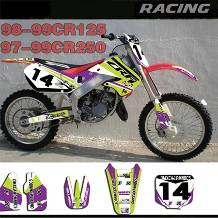 

Motorcycle Customized Number Full Stickes GRAPHICS BACKGROUNDS DECAL With For Honda CR125 1998-1999 CR250 1997-1999 CR 125 250