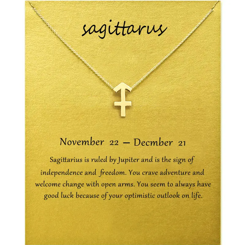 12 ожерелье Созвездие Премиум жемчуг карта кулон «Стрелец» ожерелье изысканные ювелирные изделия для женщин подарок на день рождения - Окраска металла: Gold Need Card