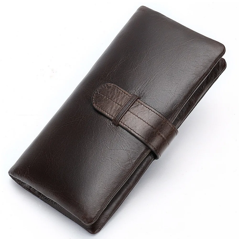 

Zipper Men Long Wallet 2019 Vintage Cow Leather Male Clutch Purse Phone Bag FRID Cards Holder Genuine Leather Mens Wallets Purse