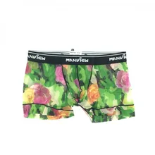 Фирменное прозрачное сексуальное нижнее белье, мужские шорты, марлевые боксеры, Гей Нижнее белье, розы, сетка, прозрачные мужские боксеры шорты