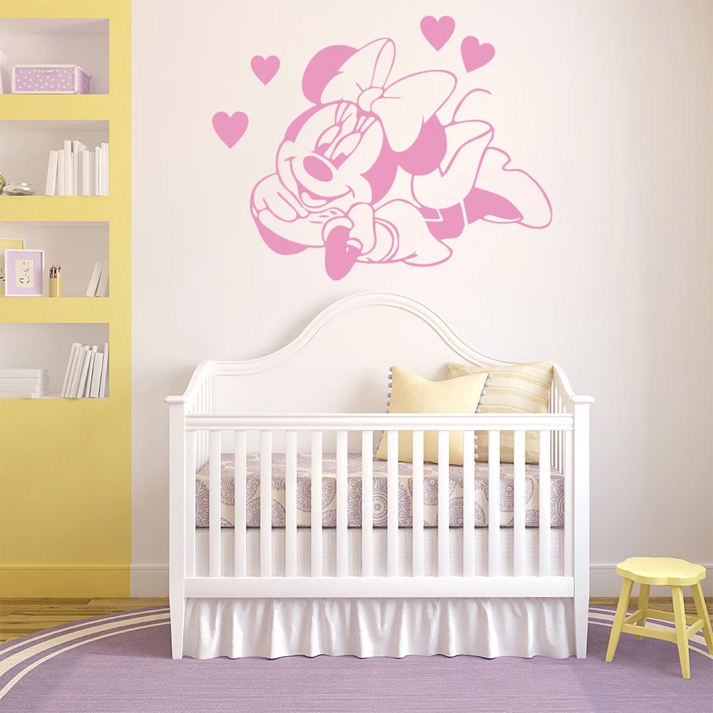 

Family Wall Sticker Minnie Mouse House Decor Wall Art Decal For Girl Room Vinyl minnie mouse Stickers