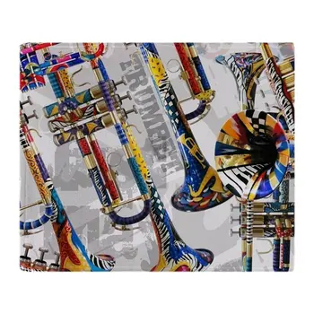 

Trumpet Player Design Musical Instrument Band Blanket Soft Flannel Blanket to on for the sofa/Bed/Car Portable Plaids