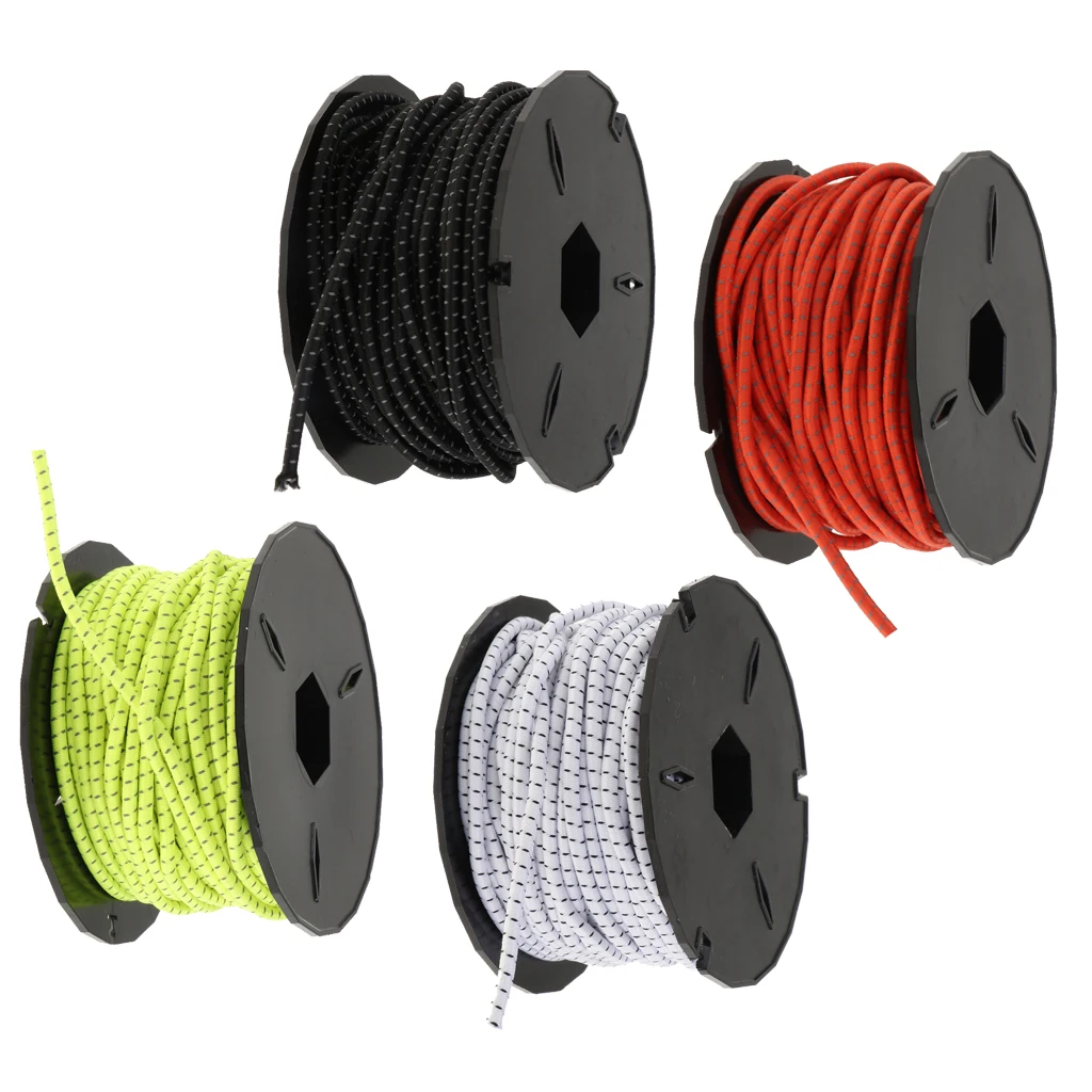 15m 3mm Elastic Bungee Cord Heavy Duty Shock Ropes Tie Down Rope for Outdoor Survival Camping Hiking Marine Boat Gear Bundles