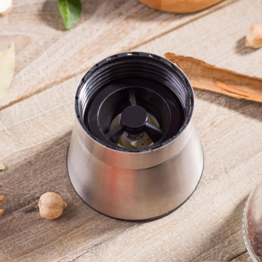 Salt And Pepper Grinder Set Salt Mill Pepper Mill Spice 304 Stainless Steel Lid Slim Glass Bottle Adjustable Ceramic Rotor