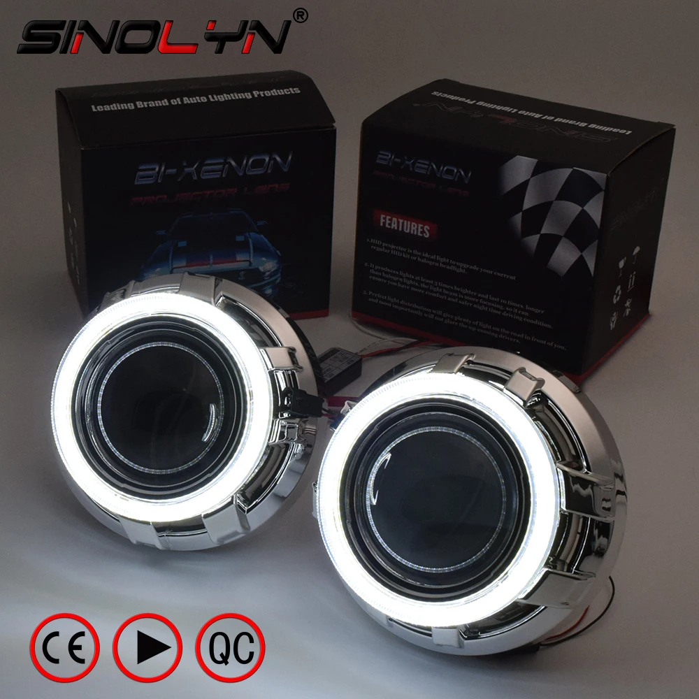 Линзы для фар Sinolyn, биксеноновые линзы «ангельские глазки», 3,0 Pro HID, модифицированный монолитный блок светодиосветодиодный, гало, автомобильные фары, аксессуары «сделай сам» - изображение