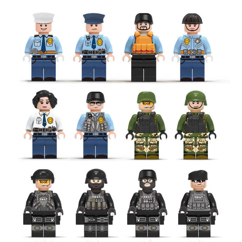 

Military Series Soldier Action Figures With Guns Weapons Ww2 Compatible Legoings SWAT Armed Forces Building Blocks World War