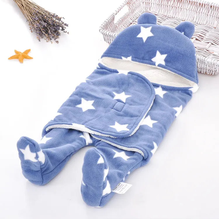 Зимние Детские спальные мешки для мамы, Детские спальные мешки со звездами, Детские спальные мешки, конверты для новорожденных - Цвет: AKX168808blue
