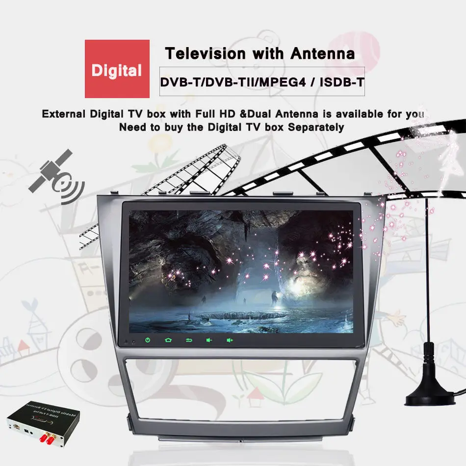 Автомобильный DVD плеер 1024*600 2Din android 10 0 4 Гб ОЗУ 64 ГБ для TOYOTA CAMRY AURION v40 2007 11