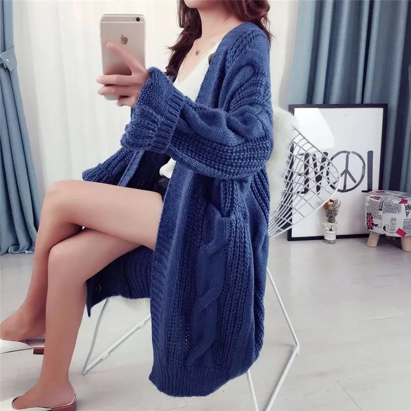^*Best Offers 2019 Women Long Cardigan Spring Autumn Knitted Shirts Office Ladies Long Sleeve Solid Open Stitch Plus Size Elegant Sweater Top