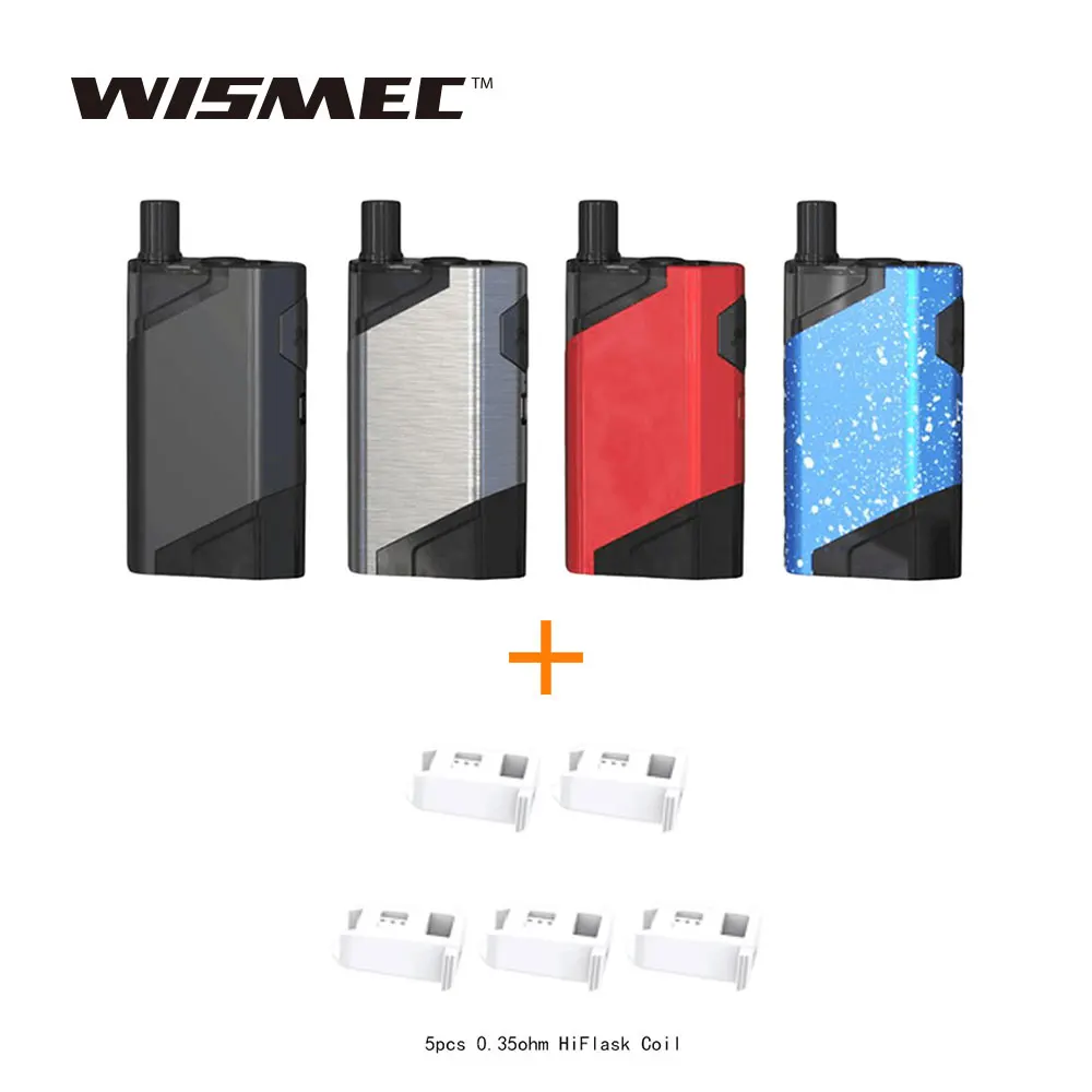 

100% Orignal Wismec HiFlask POD Kit with JVUA System 2100mah Battery and 5.6ML Cartridge & HiFlask Replacement Coil Ecig Vape