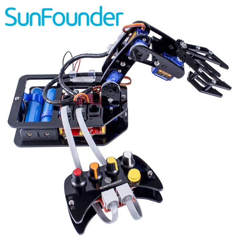 SunFounder Electronic Diy Robotic Arm kit 4 Axis Servo Control Rollarm with Wired Controller for Arduino