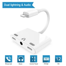THT 009 3 Lightning to 3 5 Audio Adapte rwith 3 5mm Headphone Jack Audio Adapter Fast Charge Splitter for iPhone THT 009