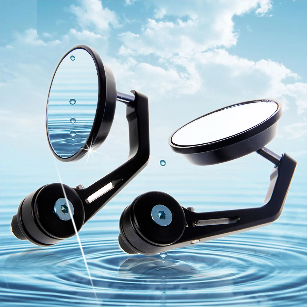 Aluminum Round Bar End Side Rear View Mirror Motorcycle Bike Crusier