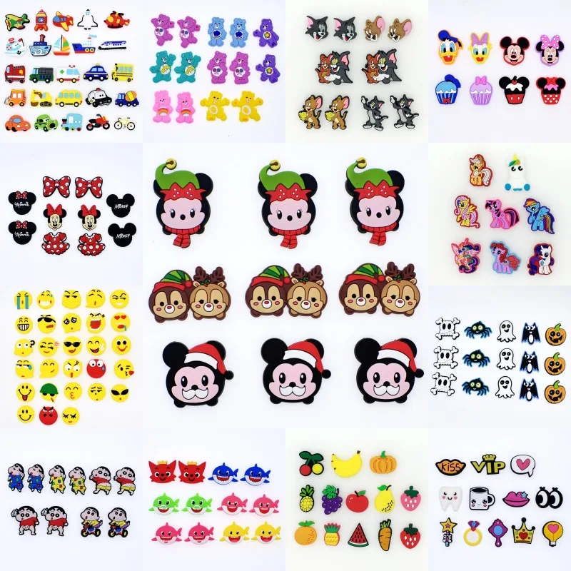

Cartoon Vehicles Pony Emoji Fruit Christmas Mickey Minnie Soft PVC Charms Fit Beach Clogs Shoes Wristbands New Year Gifts