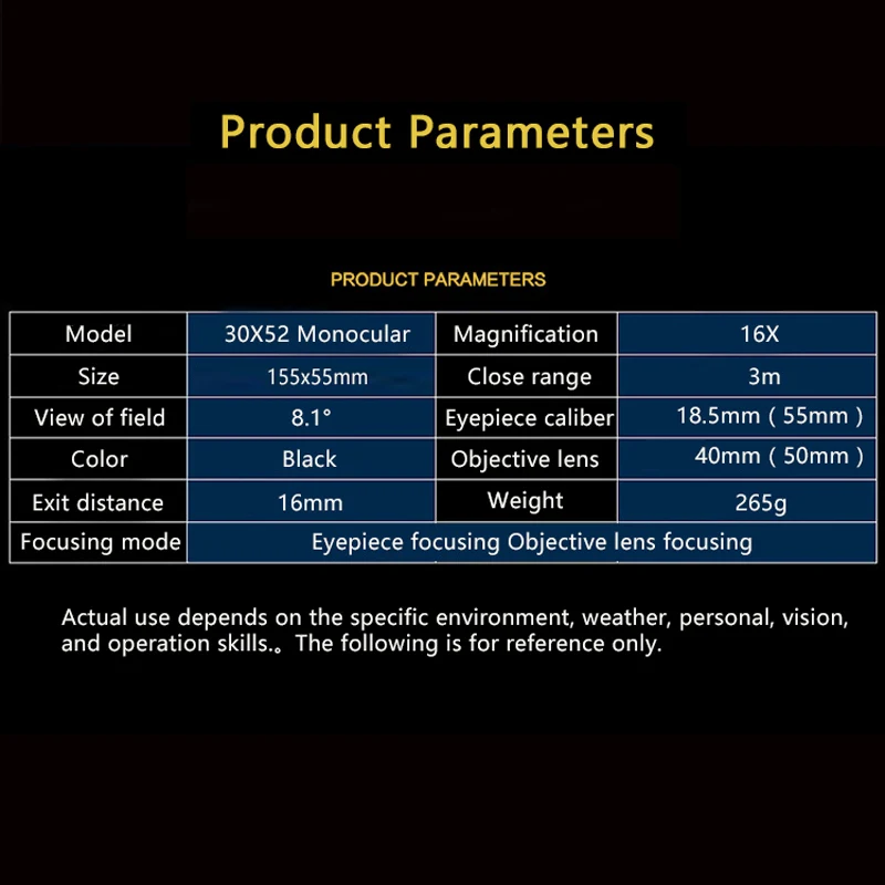 30X52 монокуляры телескоп мощный ночного видения Монокуляр с кронштейном оптический Лен 100 м x 8000 м HD Профессиональный охотничий бинокль