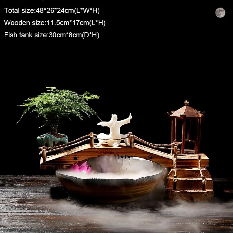 110 В/220 В китайский стиль дзен фэн шуй фонтан течёт вода настольные украшения керамический аквариум Lucky офис украшение дома - Цвет: 021