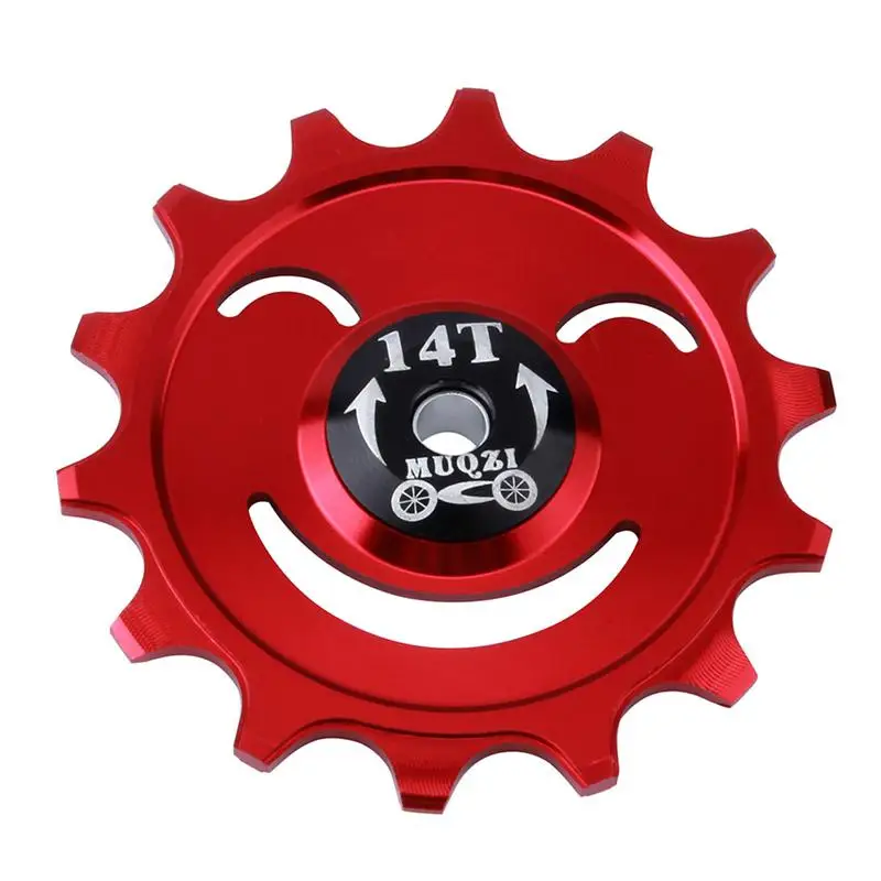 

14T Aluminum Positive and Negative Teeth Ceramic Bearing Back Dial Guide Wheel for Bicycles(Red)