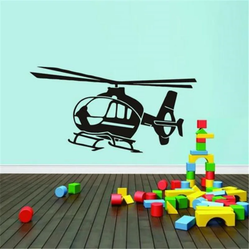 Small Helicopter Vinyl Wall Sticker Home Decor Self Adhesive Airplane