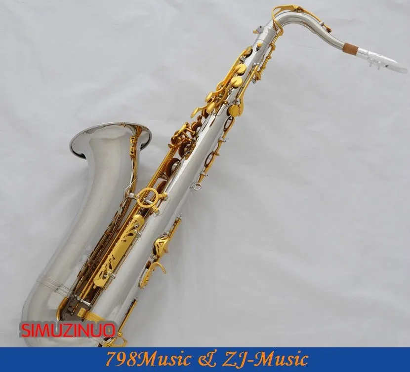 Профессиональный Серебряный Золотой тенор-саксофон высокой F# Бесплатный Металлический Мундштук чехол
