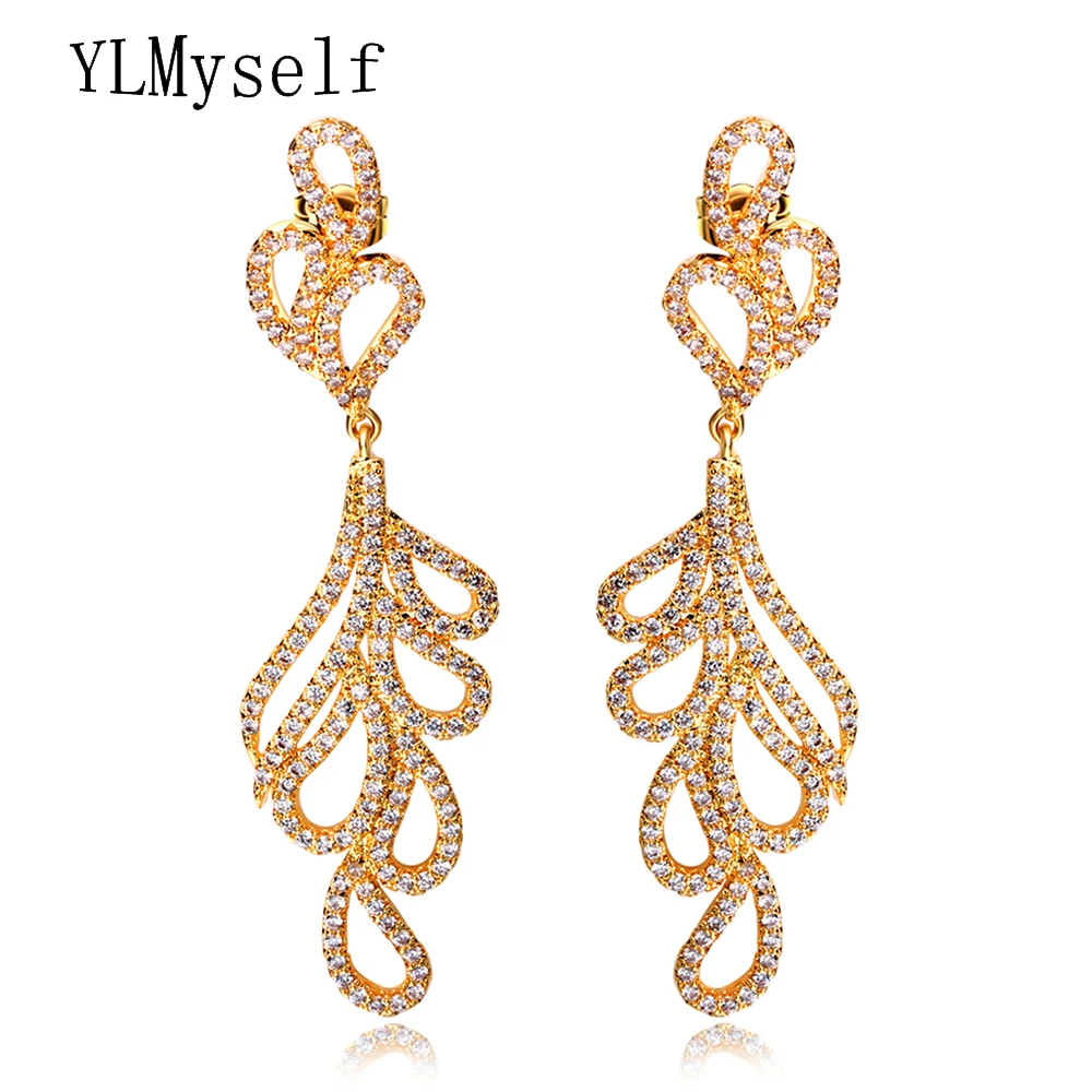 Earrings for dinner statement oorbellen aretes pendientes jewellery accesorios mujer Long Cubic Zirconia Bridal Wedding earring