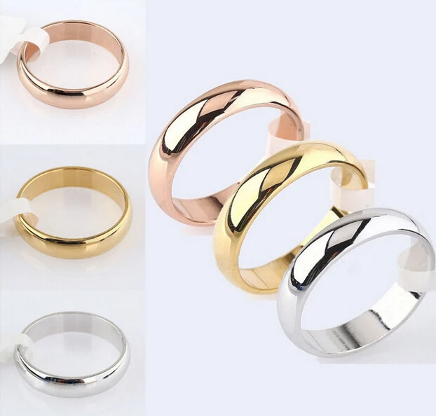 

Fine Quality 4mm Band Ring Polished Wedding Women Stainless Steel Women&Men Jewelry Finger Rings Size 6-12