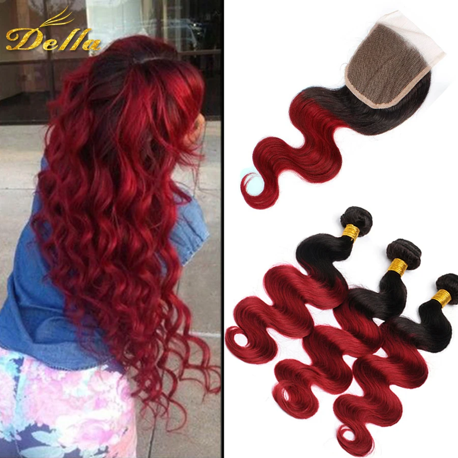 Cheap 3 Bundles Ombre Brazilian Hair With Closure