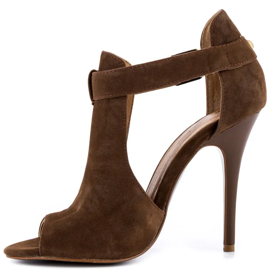 

Open Pumps Covered Vamp Cute Buckle Cut Outs Peep Toe 4 1/2 inch Heel Man Made Upper Women Shoes Stilettos High Heels For Ladies