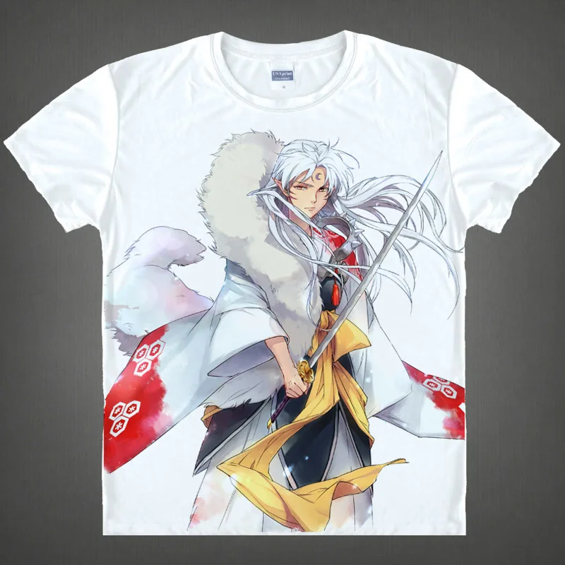 graphic t shirts Anime InuYasha, Moneca Stori, Sesshoumaru T-Shirt Summer Tee Short Sleeve Tops Unisex Cosplay S-XXL best t shirts for men T-Shirts