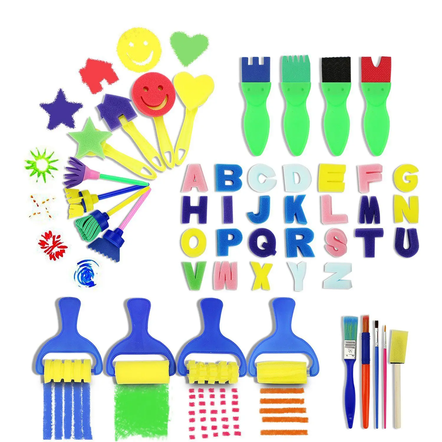 

Kids Art & Craft 47 Pieces Sponge Painting Brushes Kids Painting Kits