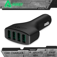 Aukey 48W/9.6A DC 12/24V 4 Ports USB Car Charger Adapter for Apple iPhone 5 6 6 plus iPad Android Samsung Sony HTC Tablet PC