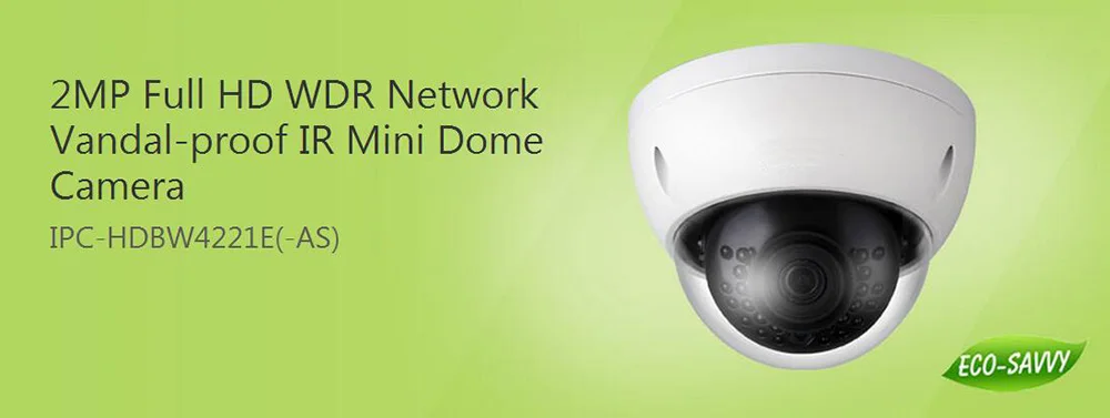 DAHUA 2MP WDR Network Vandalproof IR Mini Dome Camera with Fixed Lens IP67 without Logo IPC