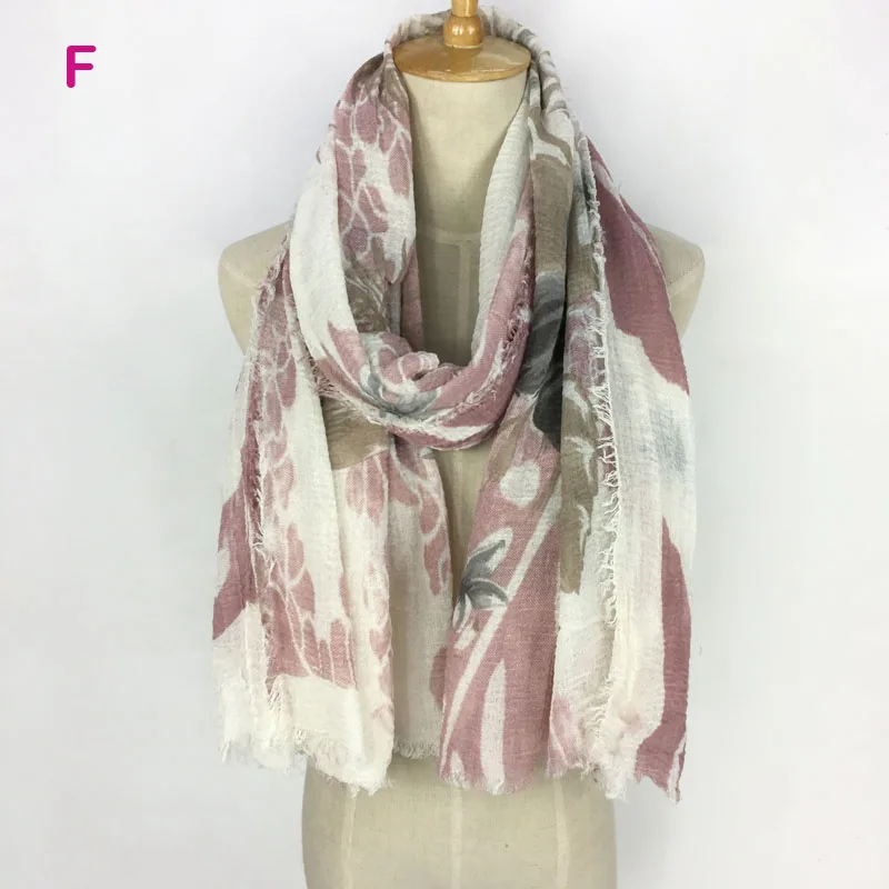 Wholesale China 30 viscose 70 printed summer long cotton scarf shawl