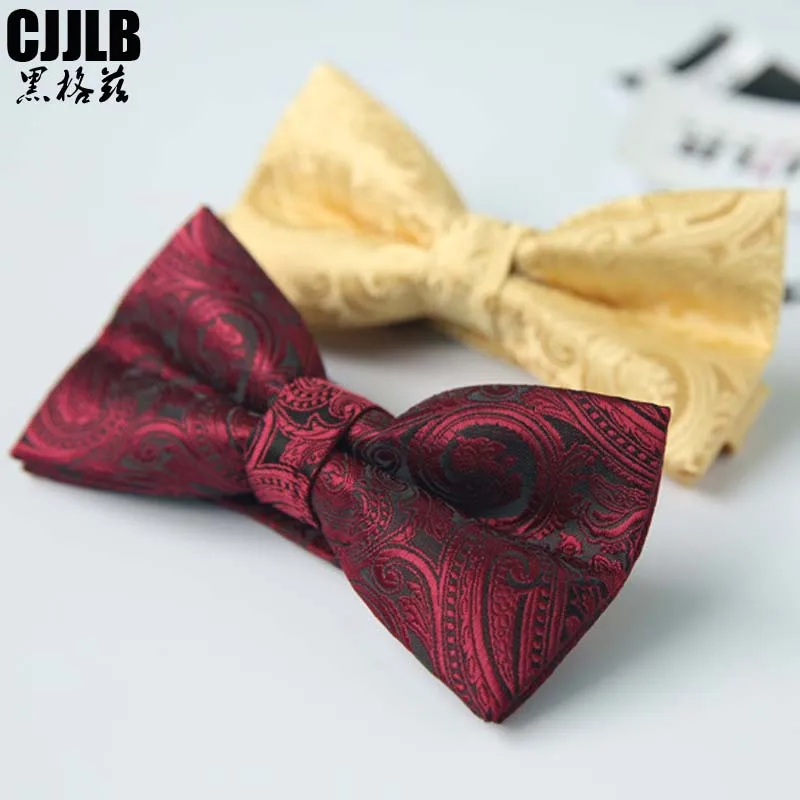 

Yellow Burgundy Paisley Bow Ties Fashion Bowties Groom Men Cravat For Men Butterfly Gravata Designer Male Star Marriage Wedding