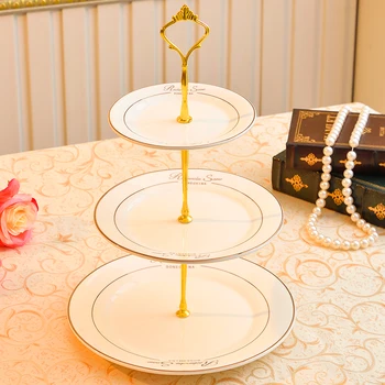

European ceramic three-layer fruit plate creative dried fruit pastry dish dessert table cake stand ZP12171608
